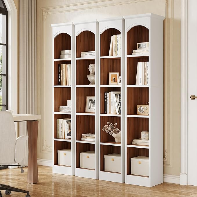 LITTLE TREE 70.9" Tall Bookshelf, 5-Tier Open Bookcase with Cubes, Bookshelf with Storage Space, Freestanding Narrow Bookcase for Home Office, White, 1 Pack
