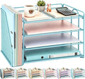 gianotter 4-Tier Paper Organizer With Magazine Holder, Desk Organizers and Accessories, Desk Accessories & Workspace Organizers, File Organizer for Office Supplies Storag (Blue, 4-Tier)