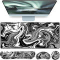 Desk Mat Black, Large Gaming Mouse Pad with Wrist Rest, 4in1 XXL Mousepad+Keyboard Wrist Rest+Mouse Pad Wrist Support+Cup Coaster Set Ergonomic Computer Desk Arm Wrist for Decor Home Office Women