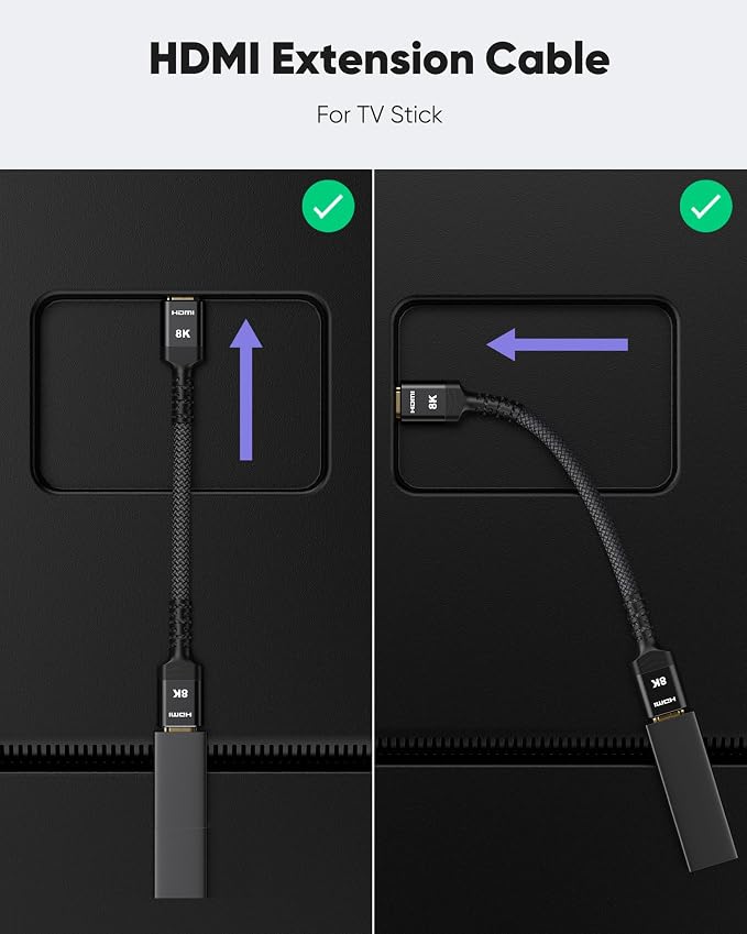 Highwings 8K 4K HDMI Extender - 0.5FT, Ultra High Speed HDMI Adapter Male to Female, Compatible with PS5, Roku Stick, Blu Ray Player, HDTV, Laptop