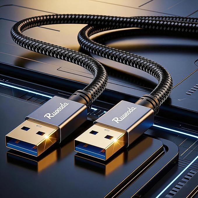 USB to USB Cable 2 ft, USB 3.0 Male to Male Type A to Type A Double Sided USB Cord for Data Transfer Compatible with Hard Drive, Laptop, DVD Player, TV, USB 3.0 Hub, Monitor and More