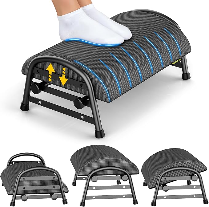 YEASHEIN Adjustable Foot Rest for Under Desk at Work, Ergonomic Under Desk Footrest with 6 Positions, Foot Stools for Under Office Desk Chair, Leg Rest for Home, Car, Computer, Gaming Accessories