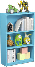 Furinno JAYA Book Shelf, 3-Tier Bookshelf, Bookcase with Adjustable Shelves, 9.5 x 24.5 x 40.3, for Organization and Storage, for Living Room, Bedroom, Home Office, Light Blue