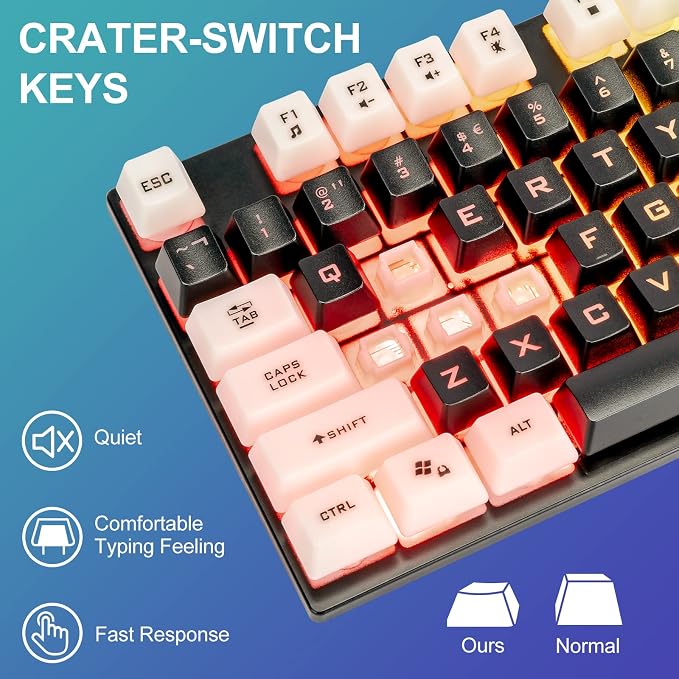 CHONCHOW Light Up Keyboard and Mouse Combo, Full Size RGB Gaming LED Keyboard and Rainbow Wired Gaming Mouse for PS4 PS5 Xbox One Computer Desktop PC Gamer Office