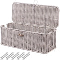 BROWNLILY Cable Management Box, Rattan Style Cord Organizer for Desk Cord Hider Outlet Covers for Power Strip TV PC Router Charger Under Desk Storage with Lockable Lid and Cable Ties