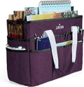 JJRING Craft Organizer Tote Bag, Large Art Storage Caddy with Multiple Pockets, Deep Purple Sewing Bag for Art, Craft, Scrapbooking, Medical, and Office Supplies Storage