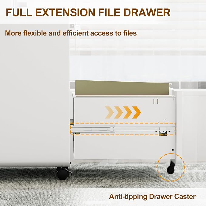 2 Drawer File Cabinet with Lock and 4 Keys, Mobile Metal Filing Cabinet, File Cabinets for Home Office, Under Desk, Pre-Assembly, File Drawer, Letter/Legal/A4 Hanging File Folders