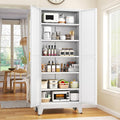 GAIOUS 75.2" Tall Metal Kitchen Pantry Storage Cabinets with 2 Door and 5 Adjustable Shelves, Cupboard for Kitchen, Dining Room, Living Room and Bathroom, White