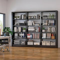 5-Tier Industrial Bookshelf, Black Bookcases and Bookshelves,Tall Metal Book Shelf Storage Organizer, Freestanding Bookshelf for Living Room,Home Office (Black, Shelf-3)
