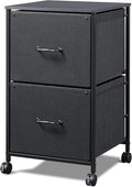 DEVAISE 2 Drawer Mobile File Cabinet, Rolling Printer Stand, Fabric Vertical Filing Cabinet fits A4 or Letter Size for Home Office, Black