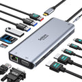 Selore USB C Docking Station Dual Monitor,Laptop Docking Station,14 in 1 Docking Station 3 Monitors with 2 HDMI,VGA,10G USB A/C,100W PD,6 USB A/C Ports,USB C Hub Multiport Adapter for Windows Laptops