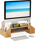 Relaxdays Bamboo Monitor Stand, Natural, 16 x 57.5 x 25 cm