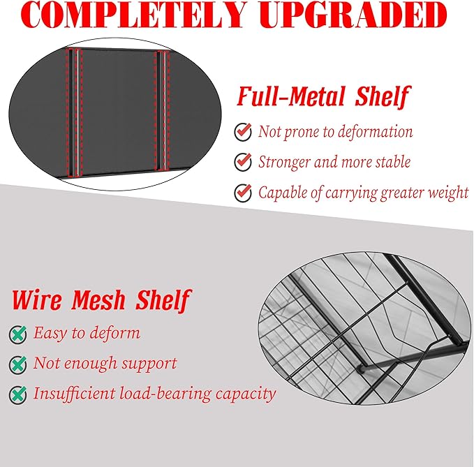Printer Stand, Metal Shelving Adjustable Storage Shelves, printer table Office Organizer Book shelf corn shelf Industrial Shelving for office organization, black Nightstand (13.8"W×11.8"D×44.1"H)