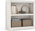 LINSY HOME 2-Tier Bookcase and Bookshelf, Small Wood Display Storage Shelves Farmhouse Bookshelf for Home Office, Living Room, Bed Room - White Oak