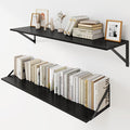 Heimlove Black Deep Floating Shelves for Wall, 36W x 8D Wood Wall Shelves Set of 2, Wide Floating Bookshelf for Living Room, Kitchen, Office, Bedroom and Decor Storage, with Metal Bracket - Black