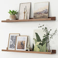 FLYJOE Picture Ledge Shelf, Floating Shelves Set of 2, 36 Inches Nursery Book Shelves for Toys Storage, Kids Bookshelf Wall Mounted for Living Room Bedroom Decor Books Photo Frames, Walnut