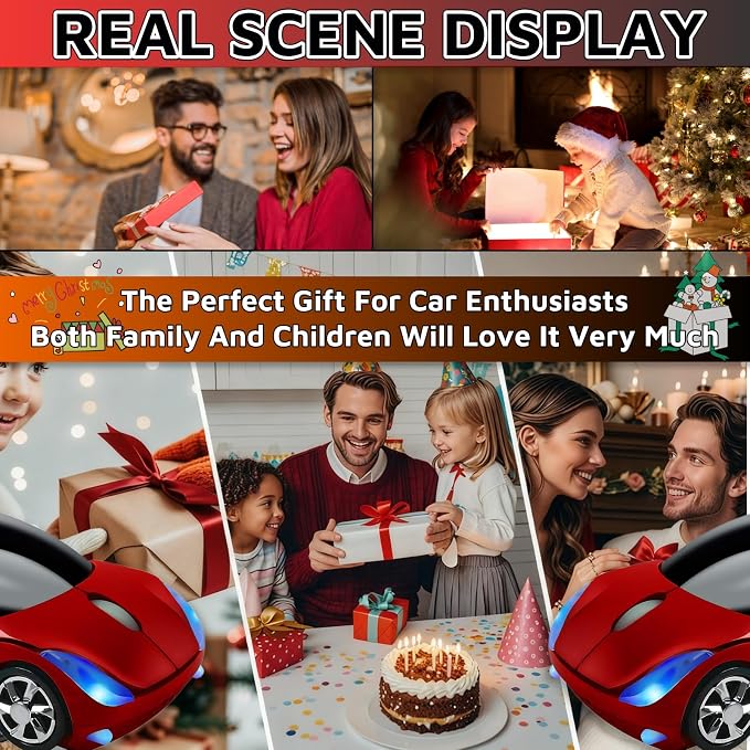 HuGuWdy Cute Mouse Wireless Red，2.4G with USB Reciver 1600DPI Car Mouse for Computer Wireless USB for Laptop Computer Tablet for Windows for Mac OS for Her for Christmas（Red）