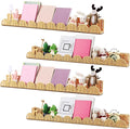 Pinkunn 4 Pcs Nursery Book Shelves 35.4 Inch Rattan Scalloped Floating Bookshelves Wicker Boho Book Shelf for Wall Mounted Decor Nursery Rooms Hanging