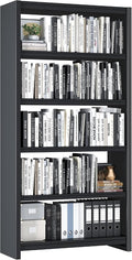 OSEILLC 69" Metal Bookshelf,5 Tier Library Bookcase,Bedroom Bookshelves and Bookcases,Tall Book Case/Shelves for Living Room,Office,Black Large Bearing Book Shelf