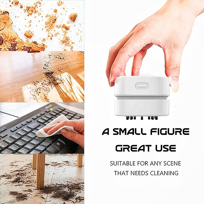 TRZLIFE USB Desk Vacuum, Office & Home Desktop Cleaner, Ideal Gift | Type-C cordless mini vacuum, strong suction for office desks & home countertops. Sleek office-home accessory for holiday gift