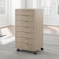 7 Drawer File Cabinet with Wheels for Home Office, Light Walnut | Fluted 7 Drawer Chest, Wood File Cabinet with Lockable Wheels, Anti-Tip Design