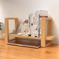 Small Adjustable Desk Bookshelf Organizer – Open Bookend Shelf Flexible to Fit as Much or as Little with Slide-in Joints | Portable, Reversible for Class, Dorm, Home Office | Bamboo