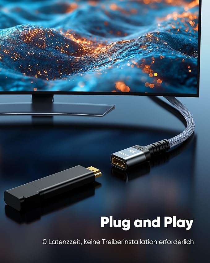 Highwings 8K 4K HDMI Extender Cable, Short HDMI Extension Cable 2.1 4K@30Hz/ 60Hz/ 120Hz, Ultra high Speed HDMI Adapter Male to Female Compatible with PS5 Roku Stick Blu Ray Player HDTV Laptop 6.6FT