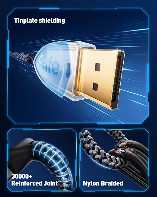 Maxonar VESA Certified DisplayPort 2.1 Cable 10FT/ 3M, 16K 80Gbps DisplayPort Cable 2.0 16K@60Hz, 8K@240Hz, 4K@540Hz 360Hz, HDR, HDCP 2.3, 3D, ARC for Gaming Monitor, RTX 5090,RX 9070,RTX 6000 Ada