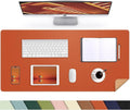AFIING Cork Desk Mat, 35.4" x 17", Orange,Desk pad Protector | Dual-Sided Cork & PU Leather, Large Mouse Pad, Non-Slip & Waterproof