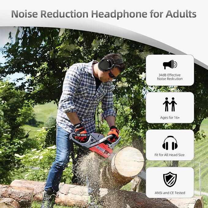 Noise Reduction Ear Muffs for Adult, 34dB Noise Cancelling Headphone for Shooting