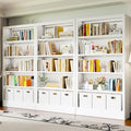 70.9" H Metal Bookshelf, Adjustable Bookcase, 5-Tier Heavy Duty Bookshelf with Bookend, Tall Bookshelves, Bookcase Shelf for Living Room, Office, Library,Classroom (White-37.4W)