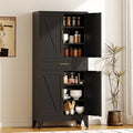 COFaR 71" Modern Pantry Cabinet with Drawer, Black Storage Cabinet with Adjustable Shelves, 3-Section Industrial Cupboard for Kitchen & Office