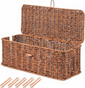 BROWNLILY Cable Management Box, Rattan Style Cord Organizer for Desk Cord Hider Outlet Covers for Power Strip TV PC Router Charger Under Desk Storage with Lockable Lid and Cable Ties