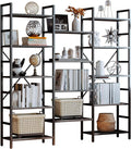 IRONCK Bookcases and Bookshelves Triple Wide 5 Tiers Industrial Bookshelf, Large Etagere Bookshelf Open Display Shelves with Metal Frame for Living Room Bedroom Home Office