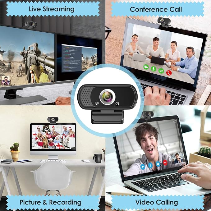ToLuLu 1080P Webcam with Microphone, HD Webcam Web Camera with Tripod Stand, Widescreen USB Computer Camera, Streaming Mic Web cam for Online Calling/Conferencing,Facetime/YouTube Desktop Laptop PC