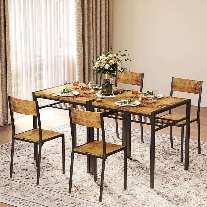 Gizoon Dining Table Set for 2, 3 Piece Kitchen Table with 2 Chairs for Small Space, Apartment, Kitchen, Dining Room, Space-Saving