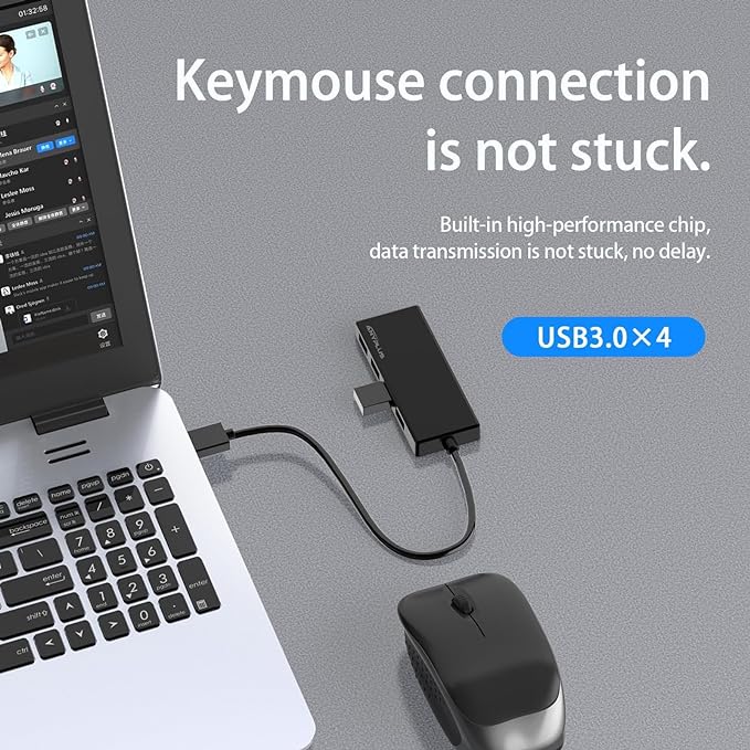USB 3.0 Hub, 4 Port USB Hub Splitter,Portable USB Adapter Mini Multiport Expander for Desktop, Laptop, Xbox, Flash Drive, HDD, Console, Printer, PC, Keyboards, HP, Dell