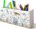 Sea Turtle Coastal Pen Holder for Home Office Desk, Beach Office Decor, Beach Turtle Makeup Brush Toothbrush Holder Organizer for Bathroom Desk Accessories, Beach Gifts for Women Men