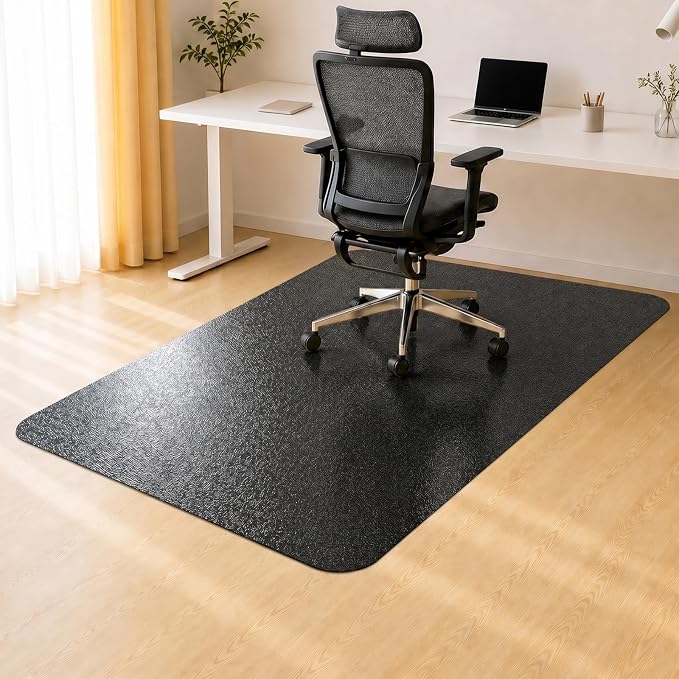 Kuyal Chair mat for Hardwood Floor 46 x 60 inches Rectangle Floor Mats Wood/Tile Protection Mat for Office & Home, Black