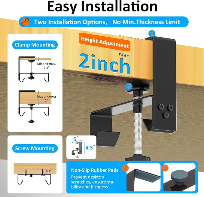 Under Desk Cable Management Tray - Under Desk Cord Management - Clamp/Screw Mount - Fabric Wire Management - Cable Raceways Tray Cord Hiders for Office/Home (Black, 35.8"×5.6")