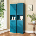 Blue Narrow Storage Cabinet Tall Metal Storage Cbinets with 4 Adjustable Shelves Freestanding 5 Tier Slim Pantry Cabinet for Kitchen Office Small Space