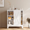 COFaR White 37" H Sliding Door Storage Cabinet, Half Open Half Closed Design, 3-Tier Kitchen Organizer with Adjustable Shelves, 150 lbs Top, Metal Coffee Bar & Buffet Sideboard for Dining Room