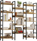 IRONCK Book Shelf, Bookshelves and Bookcases, 5 Tiers Bookshelf with Baffles, Large Bookshelf with Metal Shelving, Triple Wide Shelves for Living Room, Home Office