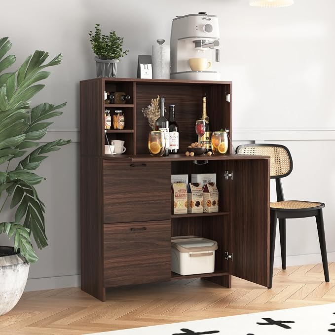 Space-Saving Fold-Up Desktop Desk Cabinet with Storage Drawer, Shelves Desktop - Versatile for Home, Office, Dorm - Compact Design for Small Spaces