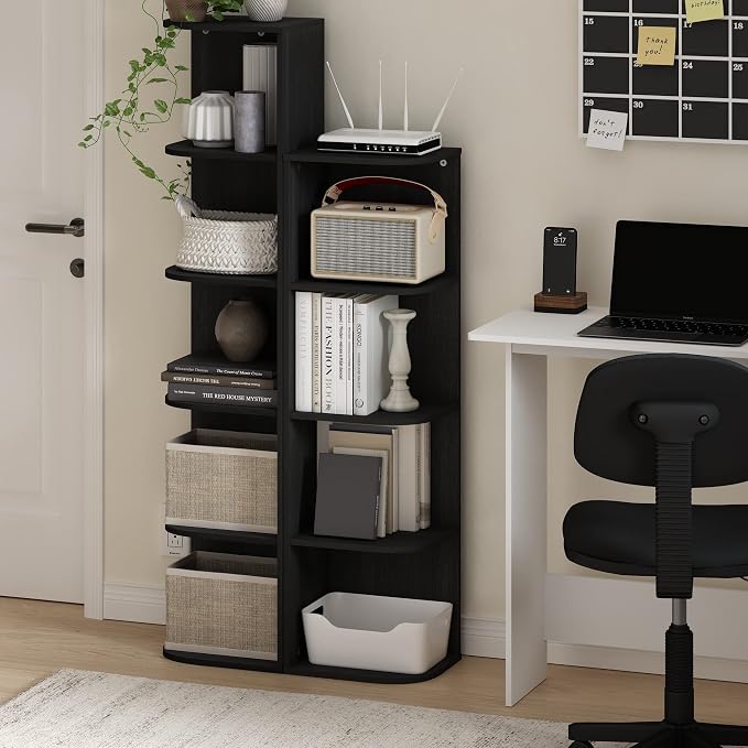 Furinno Pasir 4-Tier Corner Open Shelf Bookcase, Blackwood
