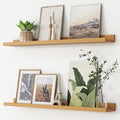 Picture Ledge Shelf, Floating Shelves Set of 2, 36 Inches Nursery Book Shelves for Toys Storage, Kids Bookshelf Wall Mounted for Living Room Bedroom Decor Books Photo Frames, Natural Oak