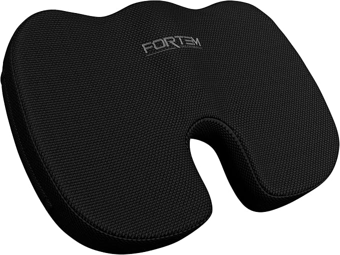 FORTEM Seat Cushion, Office Chair Cushion, Memory Foam Car Seat Cushions, Sciatica Coccyx Tailbone Pain Relief, Chair Cushions for Back Support, Sitting Pad for Gaming, Washable Cover, Non Slip