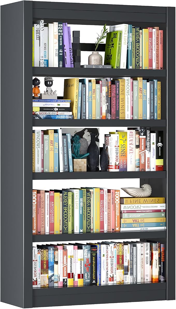 Book Shelf, 5-Tier Sturdy Bookcase, Adjustable Bookshelf, Large Capacity per Shelf, Modern Book Cases for Living Room, Home Office, Garage, Ideal for Home Organization & Stylish Upgrades