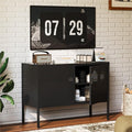 COFaR TV Stand for TVs up to 75 Inch, 40‘’L Media Console with Ventilation Doors, Metal Entertainment Center with Adjustable Shelves & 120Lbs Storage for Living Room & Bedroom, Black