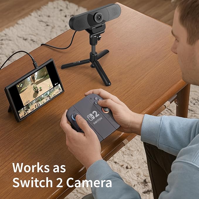 EMEET C960 Webcam with Tripod, 1080P Webcam with Microphone, Adjustable Height Mini Tripod, C960 Web Camera with Privacy Cover, Plug & Play with Stand for Zoom/Skype/YouTube/FaceTime